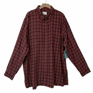 Mutual Weave Shirt Mens 2XL Tall Brown Flannel Button Long Sleeve Cotton Plaid